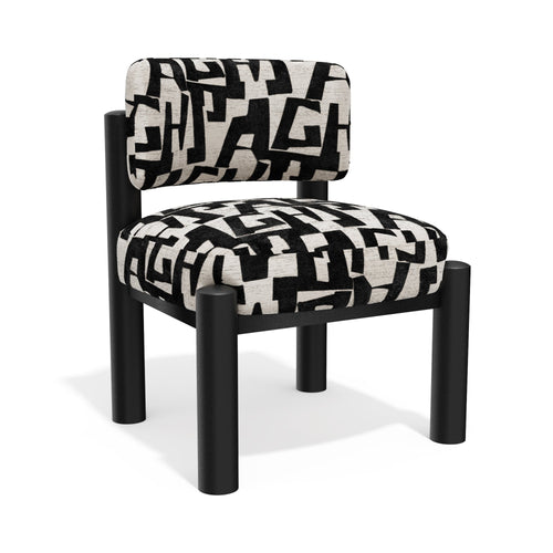 Premium Interiors - Fauteuil ELY - stof met textuur en patroon zwart 60.5cm