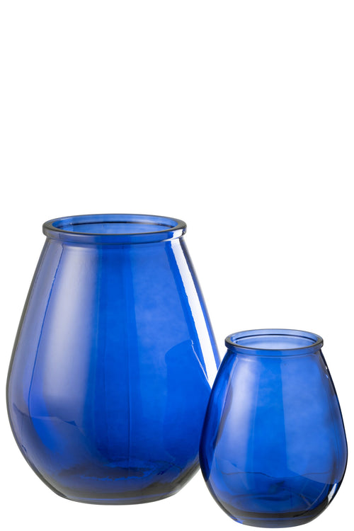 J-Line vaas Egg - glas - blauw - large - Ø 29 cm