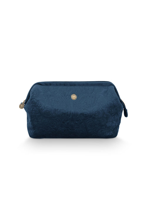 Pip Studio - Cooper Make up tasje - Velvet Quiltey Days - Blauw - 13.8 x 20.7 x 30 cm