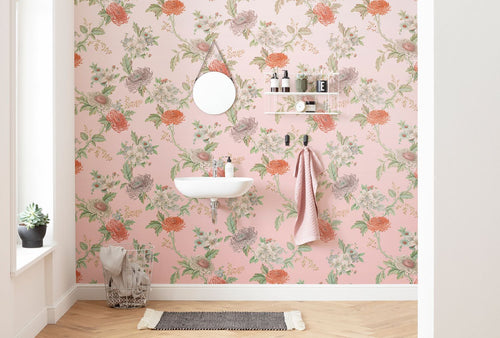 Sanders & Sanders fotobehang bloemen roze en groen - 400 x 280 cm - 611866