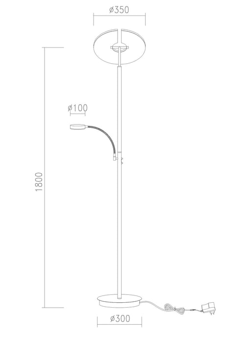 Artdelight vloerlamp Riva - 2 lichts - 45  x 180   cm - zwart - vtwonen shop