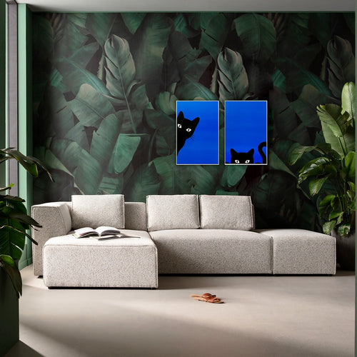 Kare Design Schilderij speelse katten zwart (2/Set)