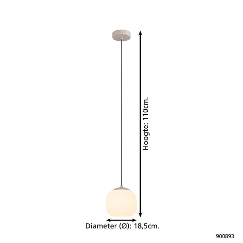 EGLO hanglamp Cominio - e27 - ø 18,5 cm - zandkleurig/taupe - glas - vtwonen shop