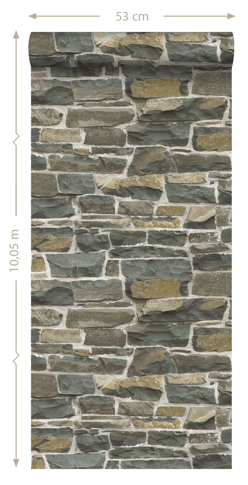 ESTAhome behang stenen muur bruin - 53 cm x 10.05 m - 138522