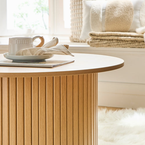 Calicosy - ELIE Set van 2 ronde salontafels - Eiken - 70x70x40 cm