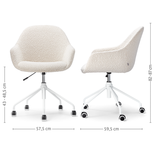 Nolon Nout-Mae Bureaustoelen Set van 2 - Bouclé Beige - Wit