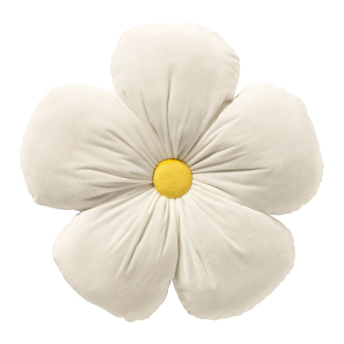 LEANDER - sierkussen Ø40 cm - bloem - Snow White - wit