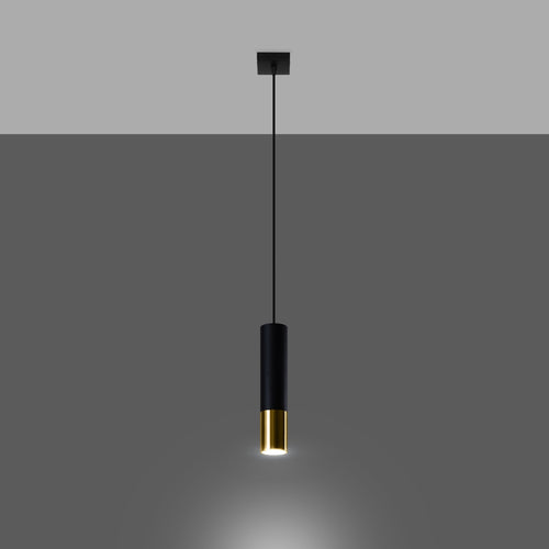 Sollux Lighting Hanglamp LOOPEZ 1 zwart/goud - 8x8x100cm