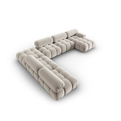 Cosmopolitan Design - Modulaire panoramische hoekbank links Cortina 7-zits, flueel donkerbeige - 282x376x70cm