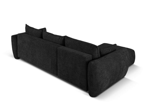 Cosmopolitan Design Uitklapbare hoekbank links met opbergdoos Matera 4-zits, chenille, zwart - 173x253x86cm