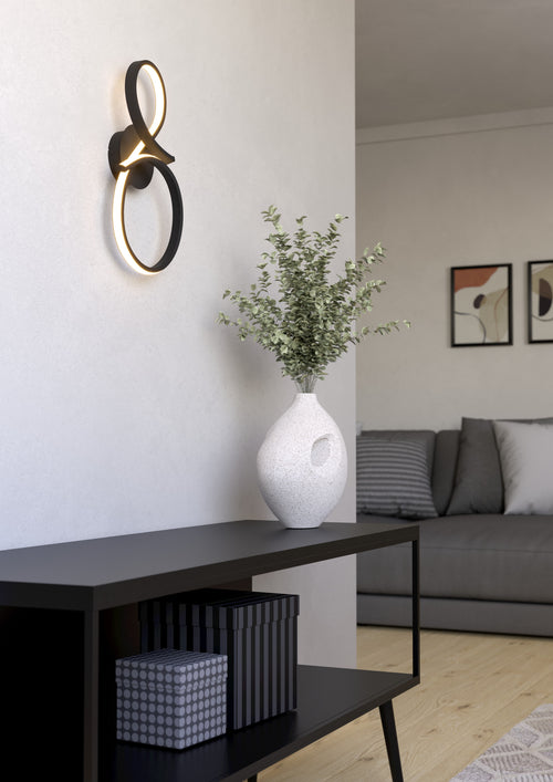 EGLO wandlamp Serpins - led - 40 cm - zwart/wit