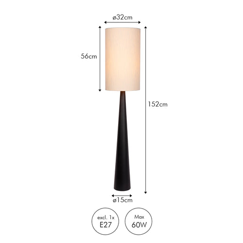 Atmooz vloerlamp Bimisi - zwart - Ø 32 x H 152 cm - E27