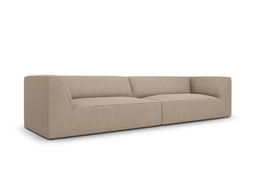 Micadoni - Bank "Ruby" 4 zitplaatsen, structurele stof, donkerbeige - 93x302x69cm