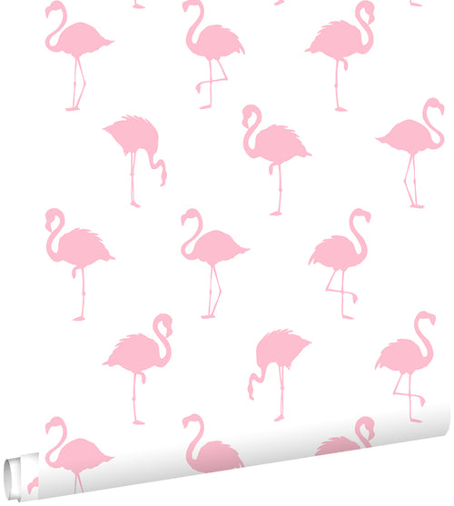 ESTAhome behang flamingo's roze en wit - 53 cm x 10.05 m - 138992
