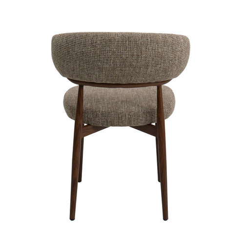 DÉJA Living Eetkamerstoel Milan - Taupe/Walnoot Stof - Set van 2 - vtwonen shop