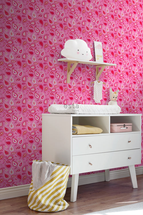 ESTAhome behang paisley fuchsia roze - 53 cm x 10.05 m - 115737