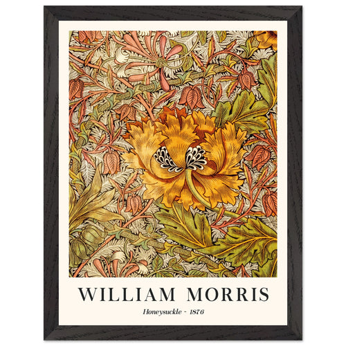 Artfulprints Poster met Lijst William Morris - Honeysuckle II 1876   - 30x40 cm - Oranje