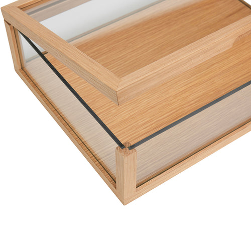 Hübsch vitrinekast View - glas/mdf/eikenfineer/eikenhout - 80x30xh12cm - vtwonen shop