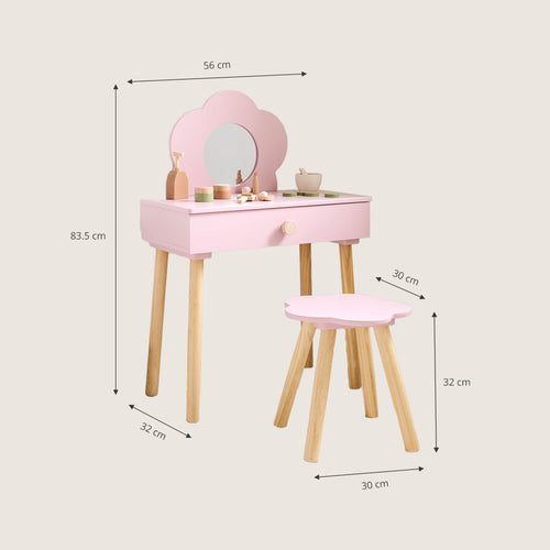 Petite Amélie Kinder kaptafel FLEUR - MDF - roze