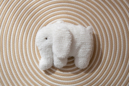 J-Line knuffelbeer Olifant - polyester - wit/beige - small - set van 2