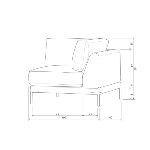 vtwonen hoekelement Couple - Polyester - Donkergrijs - 89x100x100 - vtwonen shop