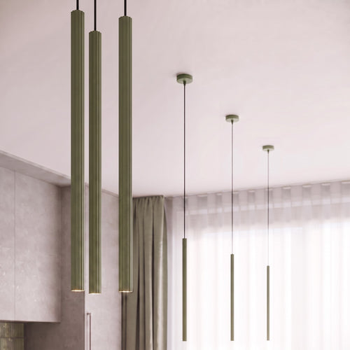 Sollux Lighting Hanglamp ARCHE 2P olijfgroen - 15x15x118cm