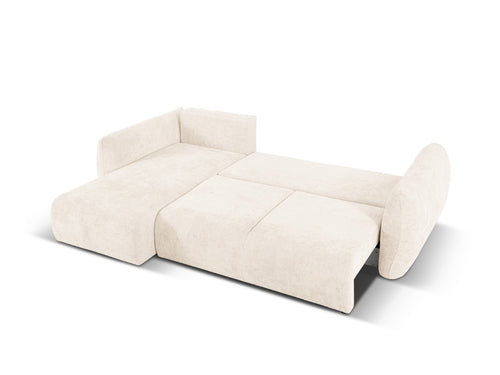 Cosmopolitan Design Uitklapbare hoekbank links met opbergdoos Matera 4-zits, chenille, lichtbeige - 173x253x86cm