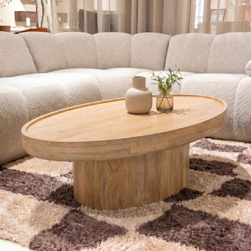 DÉJA Living Salontafel Sola Ovaal - Mangohout - Naturel - 120x65x39cm
