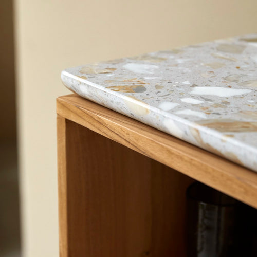 Tikamoon Dressoir van massief teakhout en premium terrazzo 80 cm - Naturel