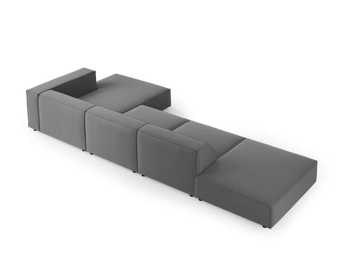 Cosmopolitan Design rechter hoekbank Arendal 5-zits, flueel, cement - 166x341x70cm
