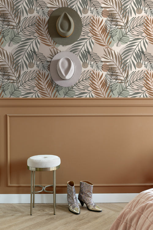 ESTAhome behang bladeren beige en vergrijsd groen - 50 x 900 cm - 139822 - vtwonen shop