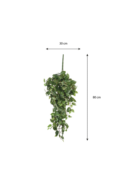 Mica Decorations Scindapsus Kunst Hangplant - L15 x B30 x H80 cm - Groen