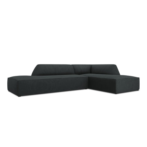 Cosmopolitan Design - Modulaire hoekbank rechts Siena 4-zits, ribfluwelen zwart - 180x273x69cm