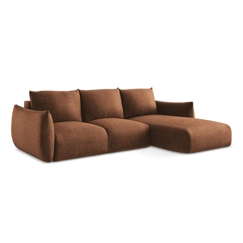 LaMiaSofa hoekbank rechts Savona - textuurstof - terracotta - 242x162x90