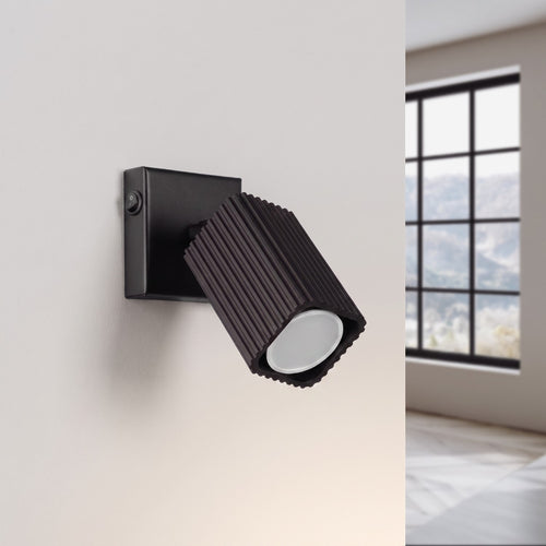 Sollux Lighting Wandlamp RAYO zwart met schakelaar - 8x16x16cm