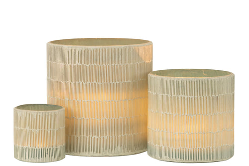 J-Line windlicht Mozaiek - glas - grijs - large