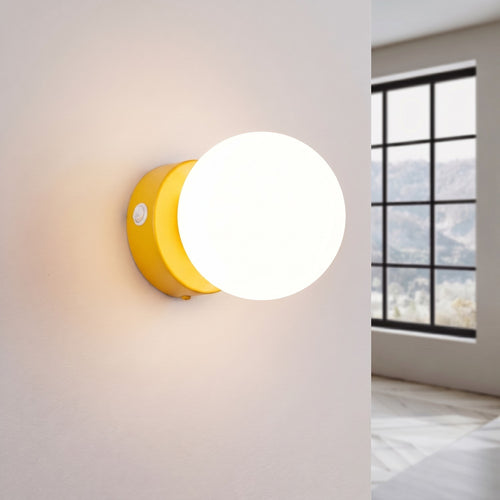 Sollux Lighting Wandlamp YOLI 1 geel met schakelaar - 12x14x12cm