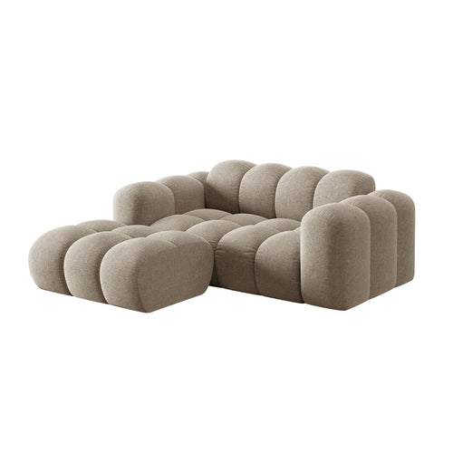 Cosmopolitan Design - Linker hoekbank Treno 2-zits, chenille donkerbeige - 164x180x70cm