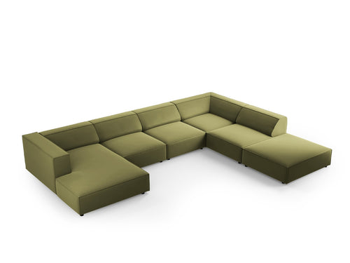 Cosmopolitan Design Panoramische hoekbank rechts Arendal 7-zits, flueel, lichtgroen - 262x364x70cm