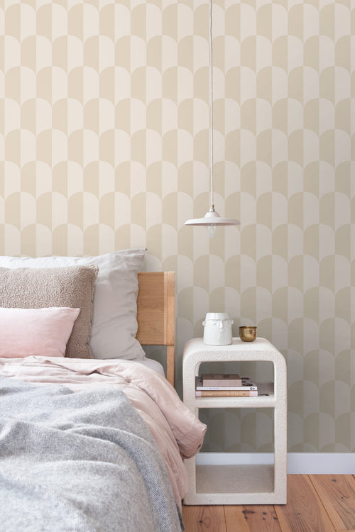 ESTAhome behang art deco bogen beige en zandkleurig - 53 cm x 10.05 m - 139985