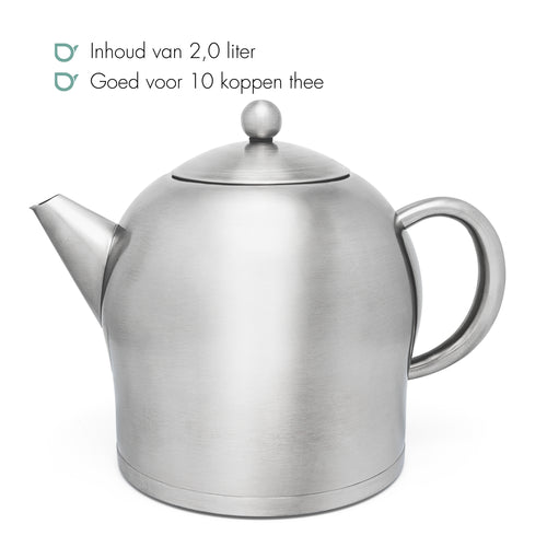 Bredemeijer - Dubbelwandige theepot Minuet Santhee - 2 liter - RVS - Mat - vtwonen shop