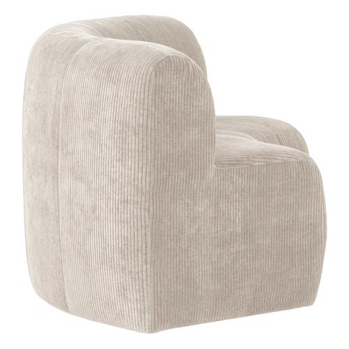 WOOOD eetbank halfronde hoek rugleuning Mojo Base - Rib - Ecru - 83x152x76