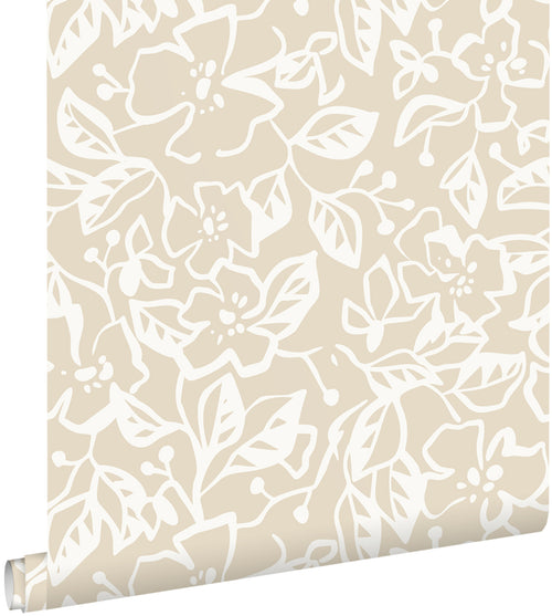 ESTAhome behang bladeren en bloemen lichtbeige - 50 x 900 cm - 131371 - vtwonen shop