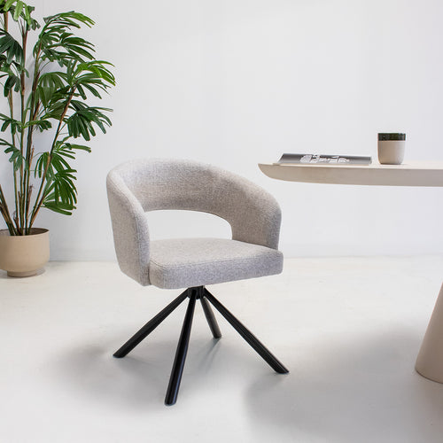 DÉJA Living Eetkamerstoel Elle - Greige Stof - Zithoogte 48cm - Set van 2