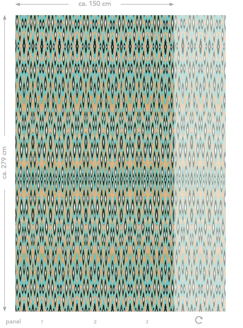 Origin Wallcoverings fotobehang coco ikat turquoise - 150 x 279 cm - 356902 - vtwonen shop