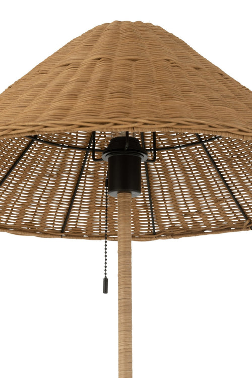 J-Line vloerlamp - metaal/rotan - zwart/naturel