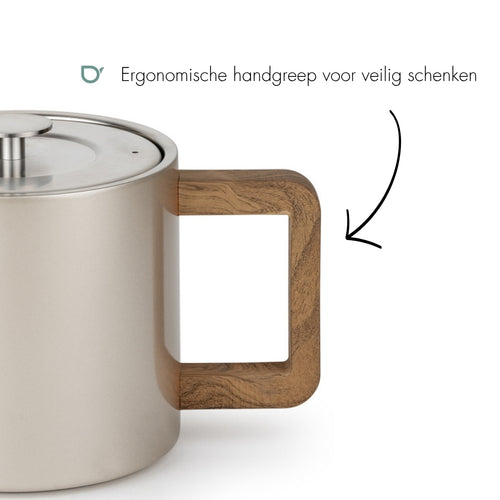 Bredemeijer - Dubbelwandige theepot Narvik - 1,1 liter - Champagne - Met filter