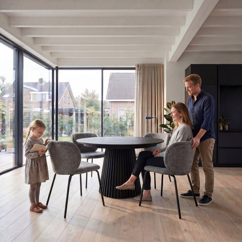 Furnhouse eetkamerstoel Nanna - Grijs - Stof (Bouclé) - Set van 4
