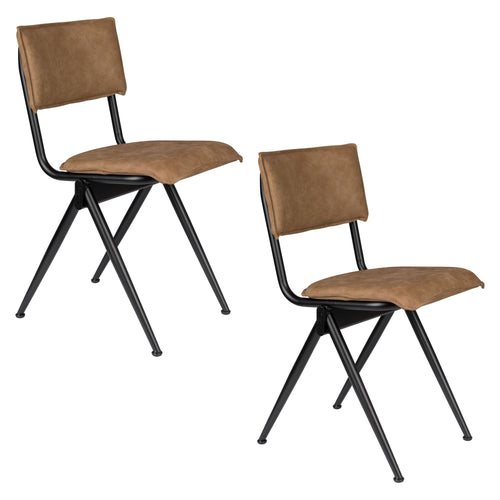 Dutchbone New Willow Eetkamerstoelen Bruin - Set van 2 - vtwonen shop