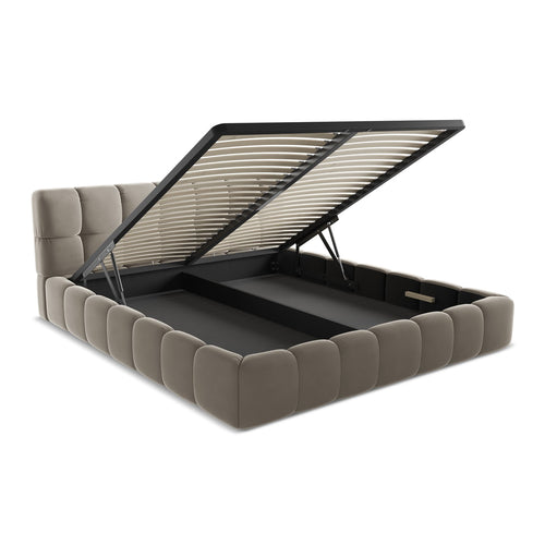 LaMiaSofa Bed met opbergruimte Roma - velours - taupe - 200x228x82